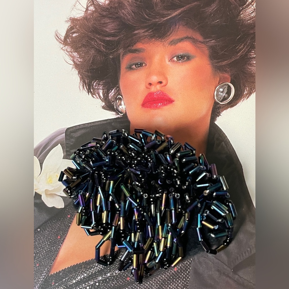 Vintage Iridescent Beaded Brooch